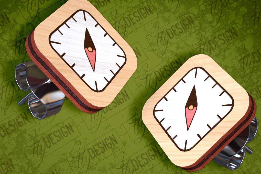 Σετ των 3 Intra απο ξύλο plywood 3mm-4mm πάχος Σκουλαρίκια Camping Stud Σχέδιο κοπής με λέιζερ Δίασταση 3x3 cm INTRAFABR-94157191