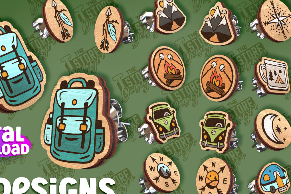 Σετ των 3 Intra απο ξύλο plywood 3mm-4mm πάχος Σκουλαρίκια Camping Stud Cut  | Jewelly Δίασταση 3x3 cm INTRAFABR-94847503