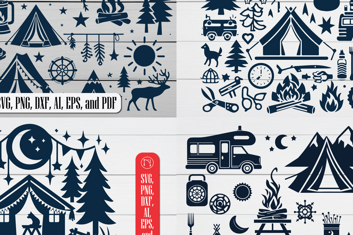 Σετ των 3 Intra απο ξύλο plywood 3mm-4mm πάχος αρχείου αποκοπής θέματος Camping Δίασταση 4x4 cm INTRAFABR-95840864