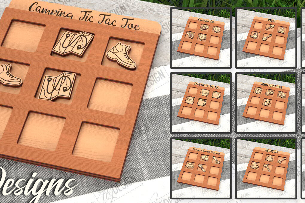 Intra απο ξύλο plywood 3mm-4mm πάχος κοπής με λέιζερ για κάμπινγκ Tic Tac Toe Δίασταση 30x20 cm INTRAFABR-100844845