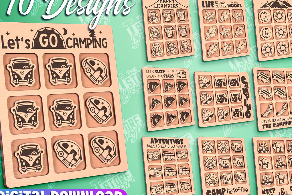 Intra απο ξύλο plywood 3mm-4mm πάχος κοπής με λέιζερ για κάμπινγκ Tic Tac Toe Δίασταση 30x20 cm INTRAFABR-100001997