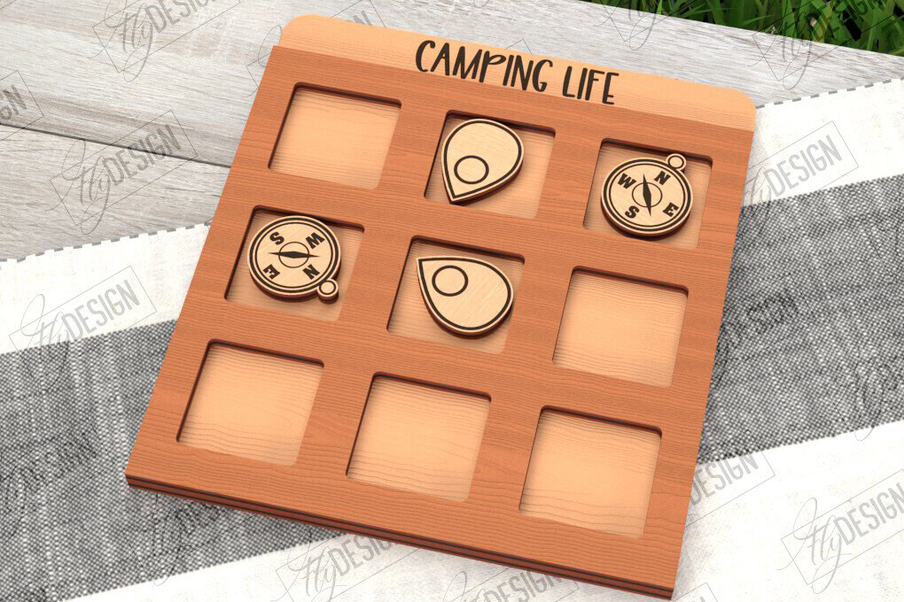 Intra απο ξύλο plywood 3mm-4mm πάχος Κάμπινγκ Tic Tac Toe | Ξύλινο σχέδιο παιχνιδιών Δίασταση 30x20 cm INTRAFABR-100844371