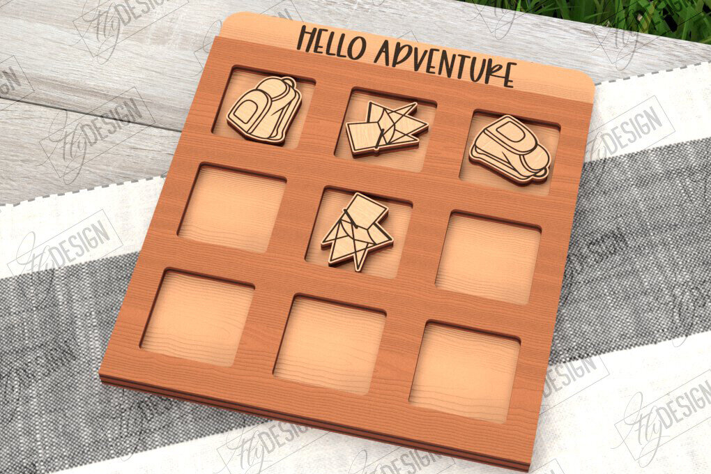 Intra απο ξύλο plywood 3mm-4mm πάχος Κάμπινγκ Tic Tac Toe | Ξύλινο σχέδιο παιχνιδιών Δίασταση 30x20 cm INTRAFABR-100844378