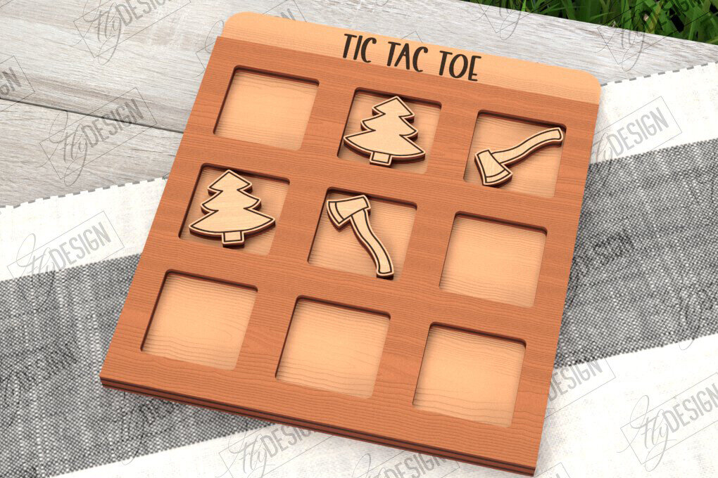 Intra απο ξύλο plywood 3mm-4mm πάχος Κάμπινγκ Tic Tac Toe | Ξύλινο σχέδιο παιχνιδιών Δίασταση 30x20 cm INTRAFABR-100844405