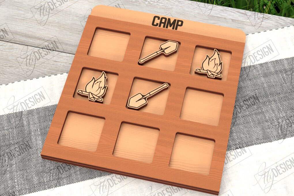 Intra απο ξύλο plywood 3mm-4mm πάχος Κάμπινγκ Tic Tac Toe | Ξύλινο σχέδιο παιχνιδιών Δίασταση 30x20 cm INTRAFABR-100844428