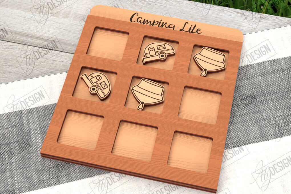 Σετ των 2 Intra απο ξύλο plywood 3mm-4mm πάχος Κάμπινγκ Tic Tac Toe | Ξύλινο σχέδιο παιχνιδιών Δίασταση 30x20 cm INTRAFABR-100844444