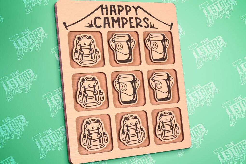 Intra απο ξύλο plywood 3mm-4mm πάχος Κάμπινγκ Tic Tac Toe | Ξύλινο σχέδιο παιχνιδιών Δίασταση 30x20 cm INTRAFABR-100001691