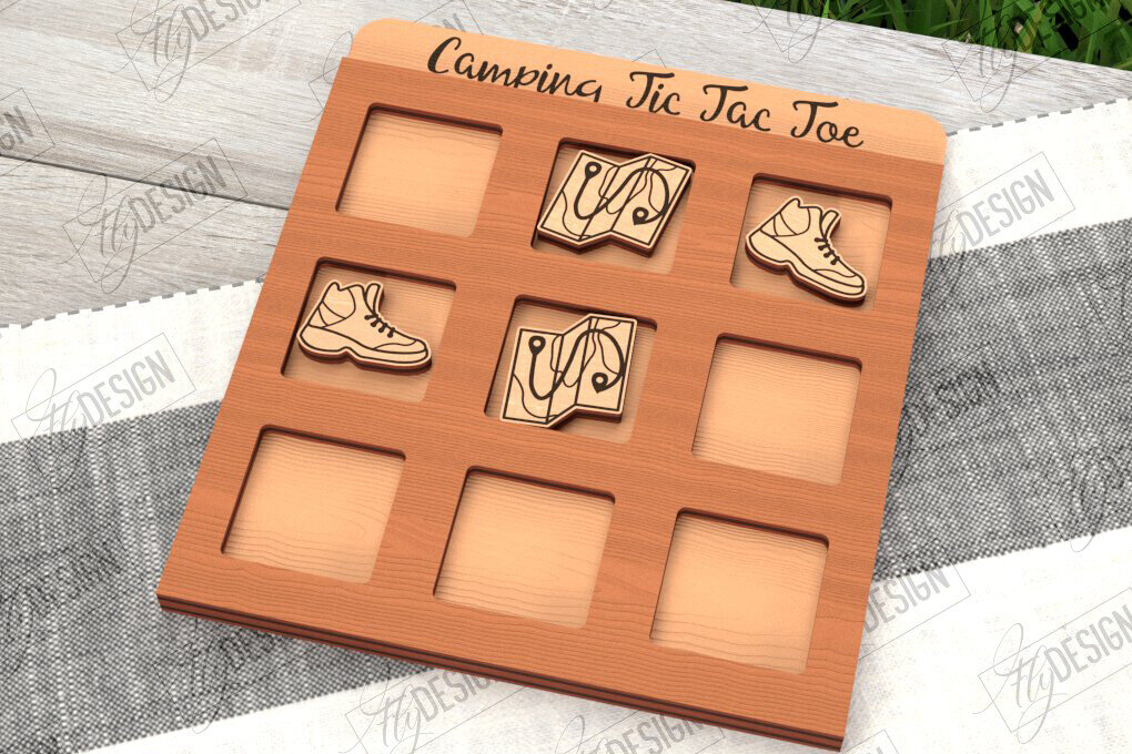 Intra απο ξύλο plywood 3mm-4mm πάχος Κάμπινγκ Tic Tac Toe | Ξύλινο σχέδιο παιχνιδιών Δίασταση 30x20 cm INTRAFABR-100844450