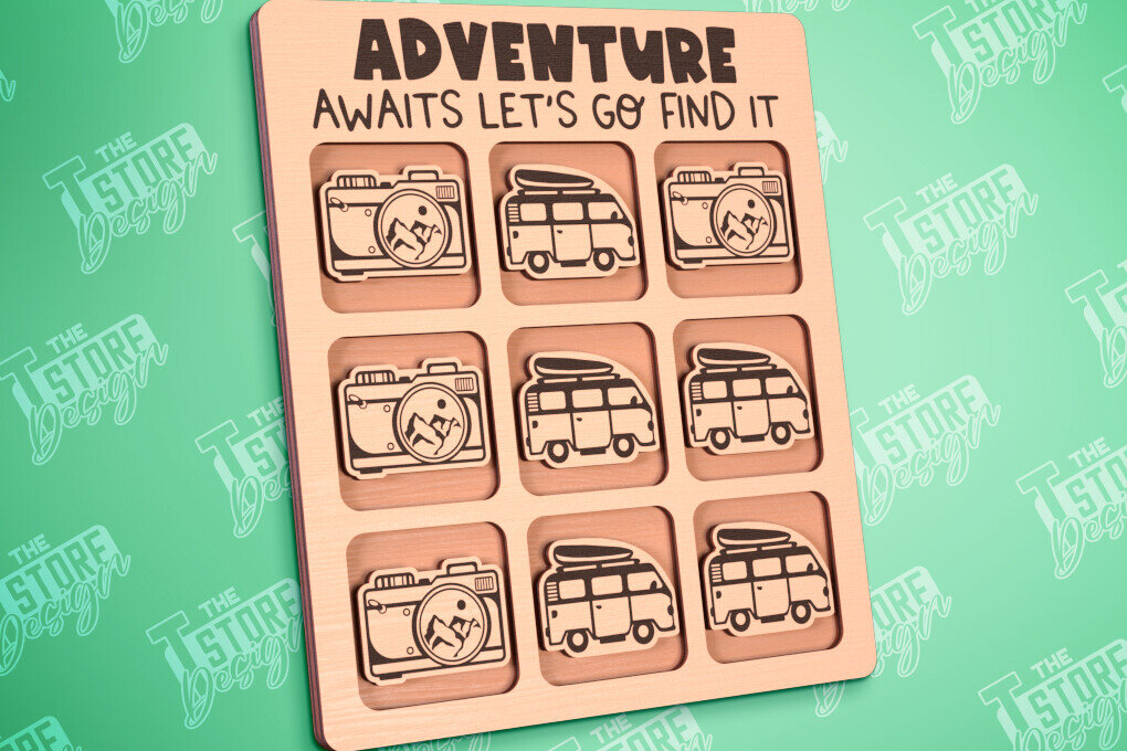 Σετ των 2 Intra απο ξύλο plywood 3mm-4mm πάχος Κάμπινγκ Tic Tac Toe | Ξύλινο σχέδιο παιχνιδιών Δίασταση 30x20 cm INTRAFABR-100001694