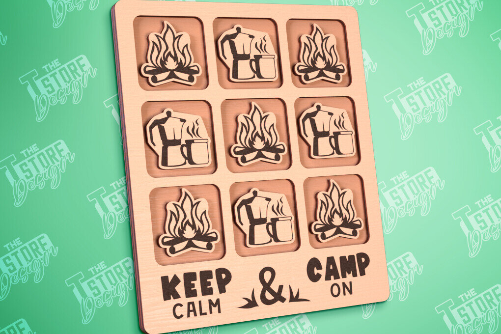 Σετ των 2 Intra απο ξύλο plywood 3mm-4mm πάχος Κάμπινγκ Tic Tac Toe | Ξύλινο σχέδιο παιχνιδιών Δίασταση 30x20 cm INTRAFABR-100001703