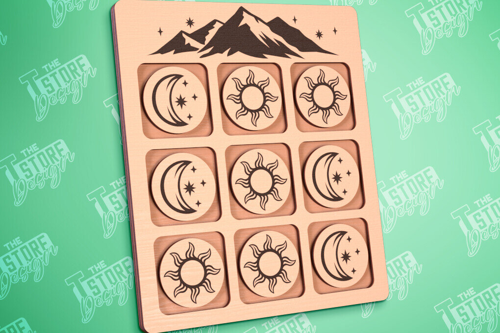 Intra απο ξύλο plywood 3mm-4mm πάχος Κάμπινγκ Tic Tac Toe | Ξύλινο σχέδιο παιχνιδιών Δίασταση 30x20 cm INTRAFABR-100001715