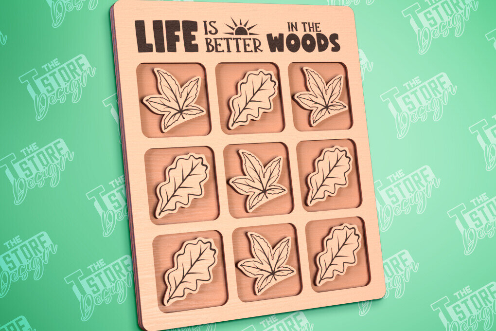 Intra απο ξύλο plywood 3mm-4mm πάχος Κάμπινγκ Tic Tac Toe | Ξύλινο σχέδιο παιχνιδιών Δίασταση 30x20 cm INTRAFABR-100001720