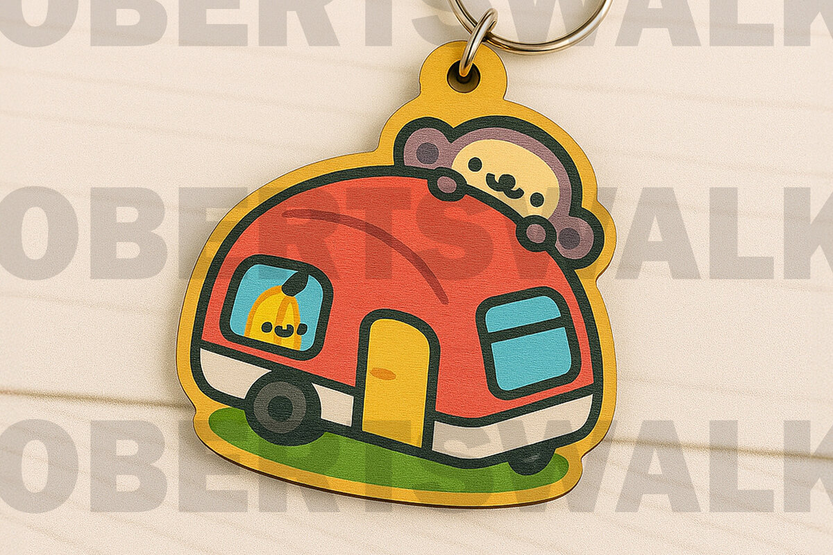 Σετ των 3 Intra απο ξύλο plywood 3mm-4mm πάχος Camping Trailer με Monkey Δίασταση 3x3 cm INTRAFABR-123666004