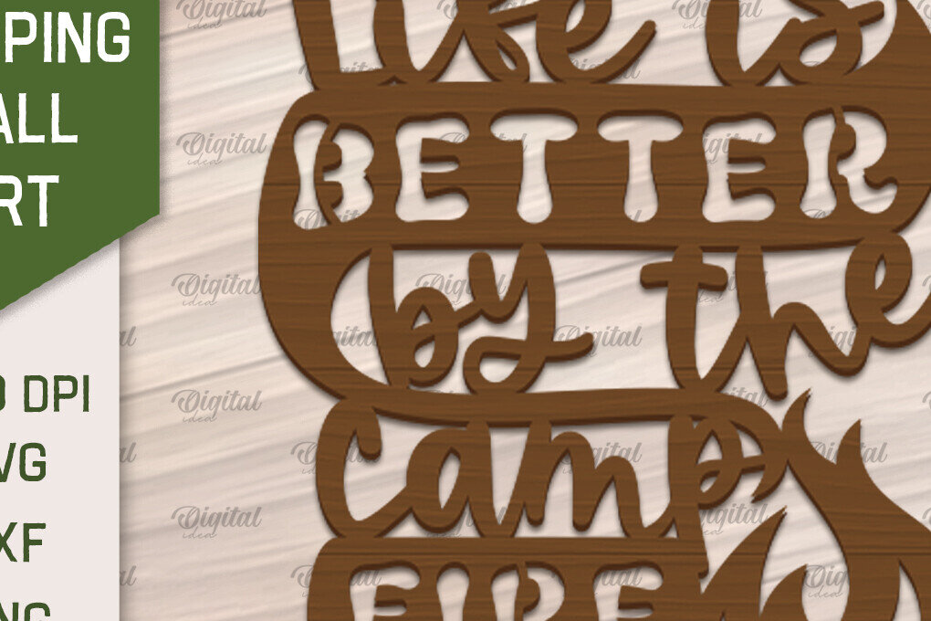 Intra απο ξύλο plywood 3mm-4mm πάχος Camping Wall Art . Camping Papercut Δίασταση 40x40 cm INTRAFABR-91963235