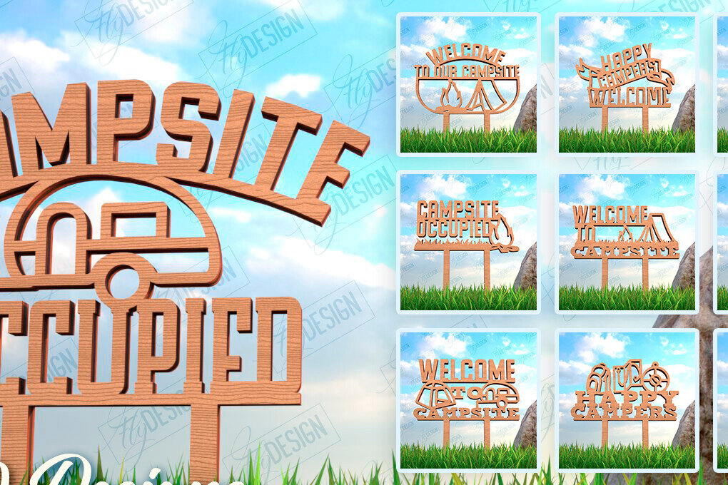 Σετ των 2 Intra απο ξύλο plywood 3mm-4mm πάχος με πινακίδα για κάμπινγκ Δίασταση 30x20 cm INTRAFABR-100467241