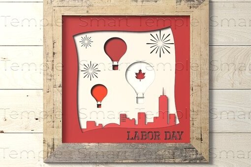 Intra απο ξύλο plywood 3mm-4mm πάχος Canada 3d Shadowbox, Labor Day Layered Δίασταση 30x20 cm INTRAFABR-78721495