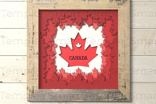 Intra απο ξύλο plywood 3mm-4mm πάχος Canada 3d Shadowbox, Leaf Multilayered Δίασταση 30x20 cm INTRAFABR-78725228
