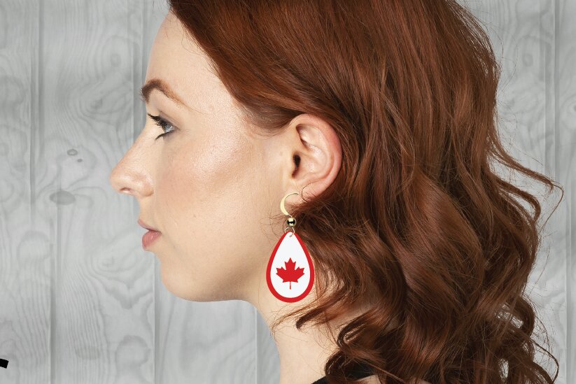 Σετ των 3 Intra απο ξύλο plywood 3mm-4mm πάχος Σκουλαρίκια Canada Δίασταση 3x3 cm INTRAFABR-12682483