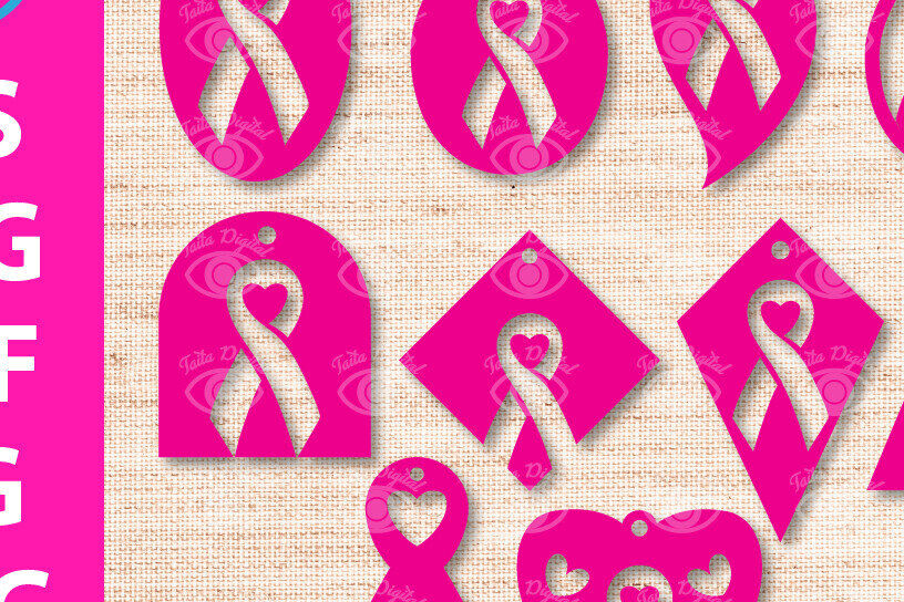 Σετ των 3 Intra απο ξύλο plywood 3mm-4mm πάχος Σχέδιο σκουλαρικιών για την ευαισθητοποίηση του καρκίνου Δίασταση 3x3 cm INTRAFABR-80761335