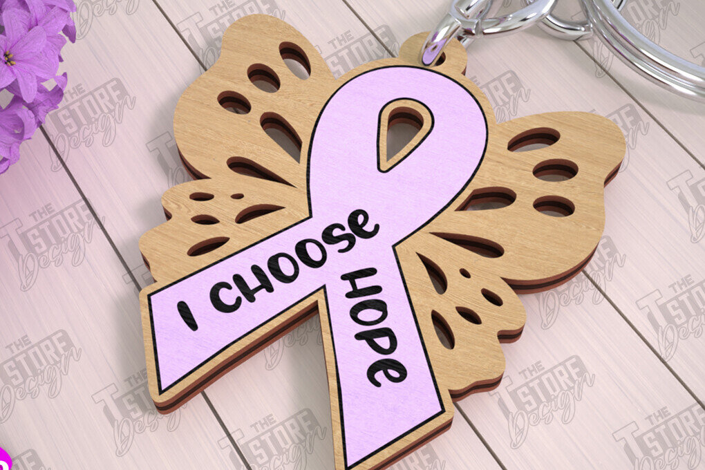 Σετ των 3 Intra απο ξύλο plywood 3mm-4mm πάχος Μπρελόκ Ευαισθητοποίησης για τον Καρκίνο | Νικητής Καρκίνου Δίασταση 6x6 cm INTRAFABR-111797535