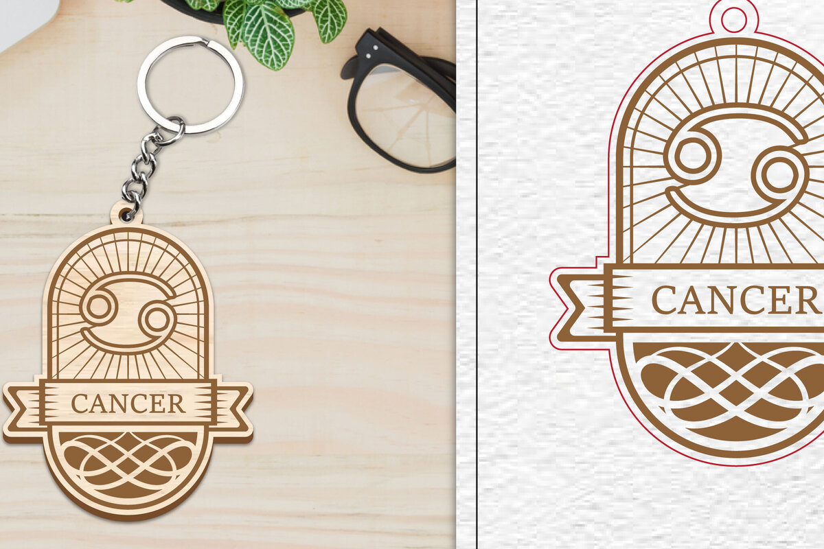 Σετ των 3 Intra απο ξύλο plywood 3mm-4mm πάχος Μπρελόκ Καρκίνου | Ζώδιο Δίασταση 6x6 cm INTRAFABR-100961093