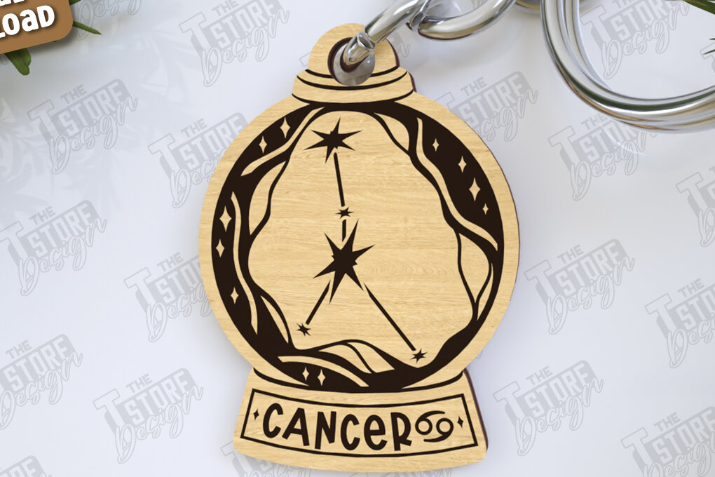 Σετ των 3 Intra απο ξύλο plywood 3mm-4mm πάχος Καρκίνος Μπρελόκ Zodiac | Ζωδιακός κύκλος Δίασταση 6x6 cm INTRAFABR-123373785