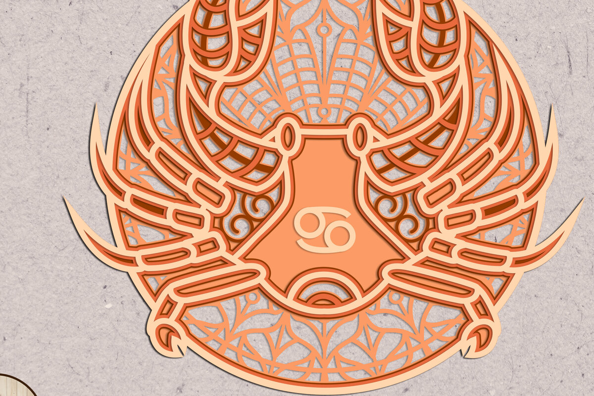 Intra απο ξύλο plywood 3mm-4mm πάχος Διακοσμητικό πάνελ τοίχου Cancer Zodiac Δίασταση 40x40 cm INTRAFABR-100957436