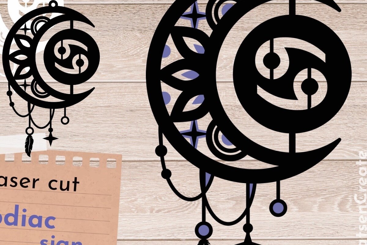 Intra απο ξύλο plywood 3mm-4mm πάχος Ζώδιο Καρκίνος, Dream Catcher Δίασταση 30x20 cm INTRAFABR-66840452