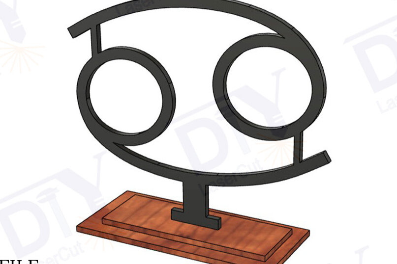 Σετ των 3 Intra απο ξύλο plywood 3mm-4mm πάχος Καρκίνος Ζώδια με Stand Δίασταση 3x3 cm INTRAFABR-111560681