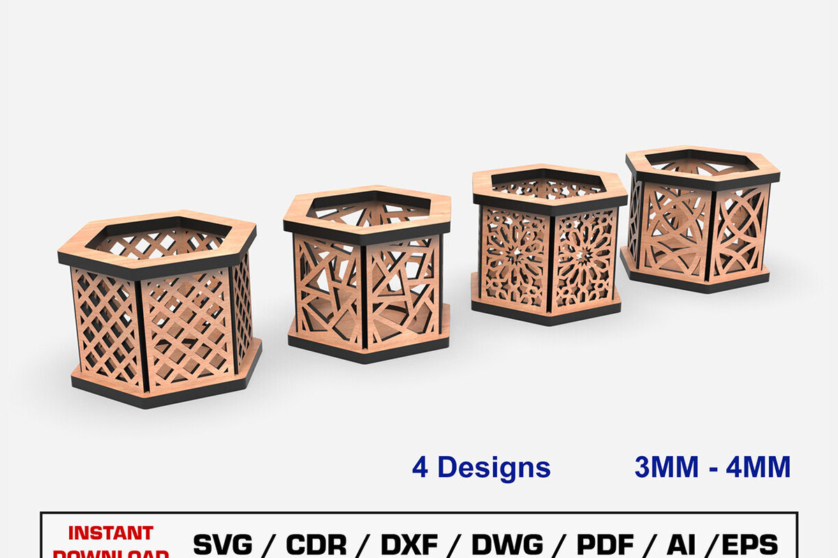 Σετ των 2 Intra απο ξύλο plywood 3mm-4mm πάχος Κηροπήγιο κοπής με λέιζερ Δίασταση 30x20 cm INTRAFABR-112506031