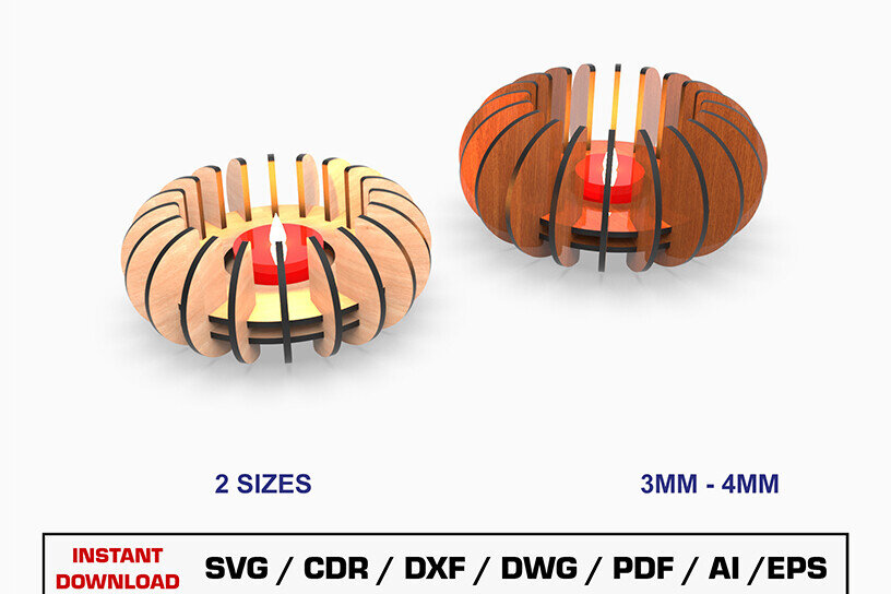 Σετ των 2 Intra απο ξύλο plywood 3mm-4mm πάχος Κηροπήγιο κοπής με λέιζερ Δίασταση 15x15 cm INTRAFABR-105152638
