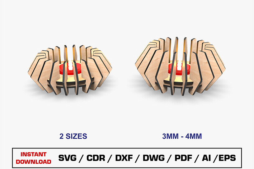 Σετ των 3 Intra απο ξύλο plywood 3mm-4mm πάχος Κηροπήγιο κοπής με λέιζερ Δίασταση 15x15 cm INTRAFABR-105152811