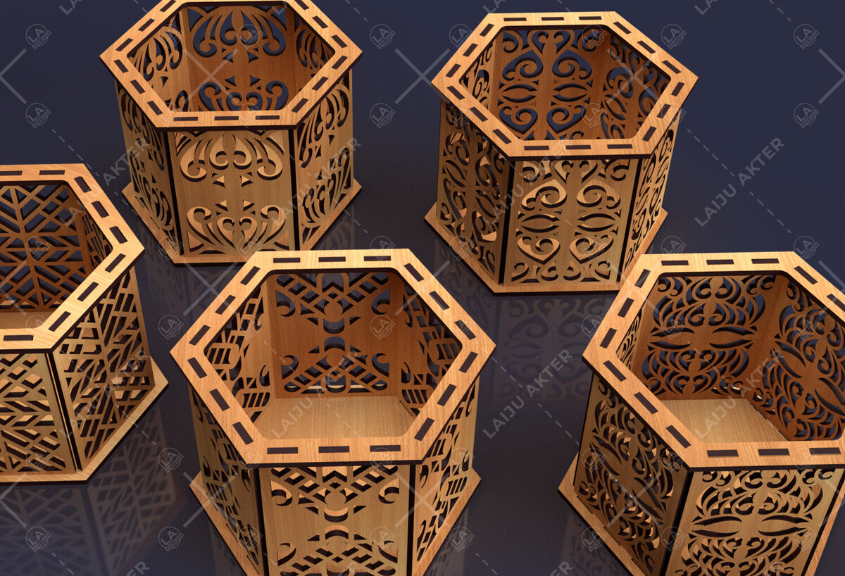 Σετ των 3 Intra απο ξύλο plywood 3mm-4mm πάχος Κηροπήγιο Φωτιστικό κοπής  Κόντρα πλακέ Δίασταση 15x15 cm INTRAFABR-84749495