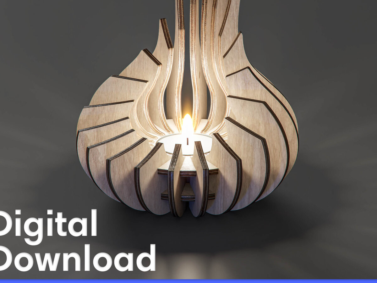 Σετ των 2 Intra απο ξύλο plywood 3mm-4mm πάχος Κηροπήγιο κόντρα πλακέ με λέιζερ Δίασταση 15x15 cm INTRAFABR-93794265