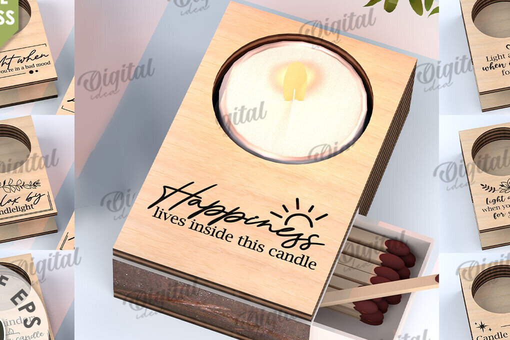 Intra απο ξύλο plywood 3mm-4mm πάχος Κηροπήγιο με υποδοχής Match Box Δίασταση 30x20 cm INTRAFABR-112211246