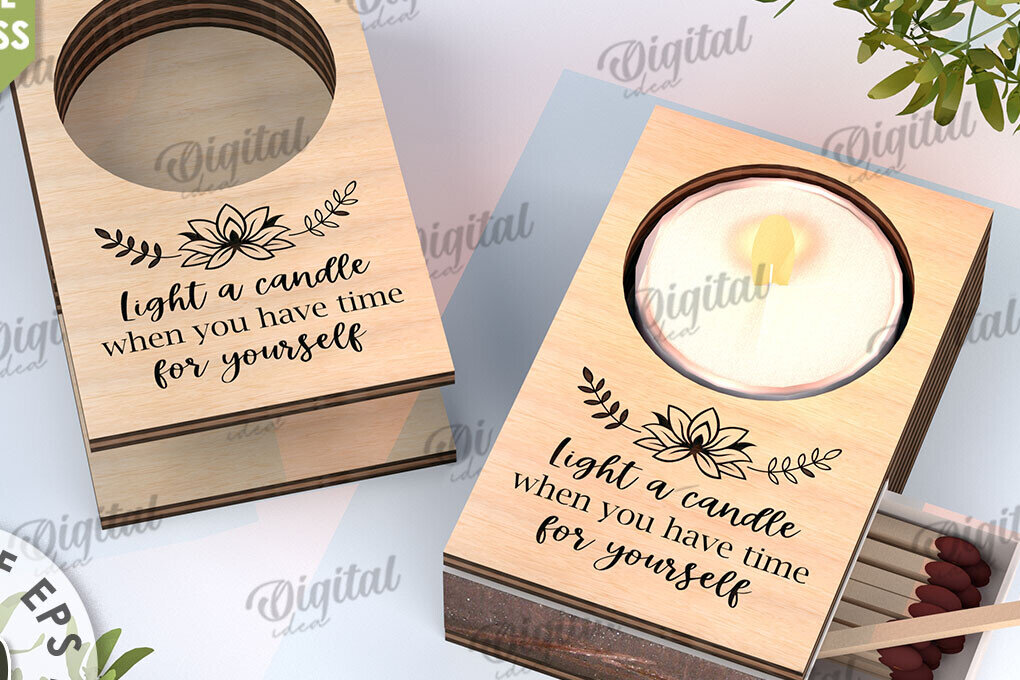 Intra απο ξύλο plywood 3mm-4mm πάχος Κηροπήγιο με λέιζερ υποδοχής Match Box Δίασταση 30x20 cm INTRAFABR-112151059