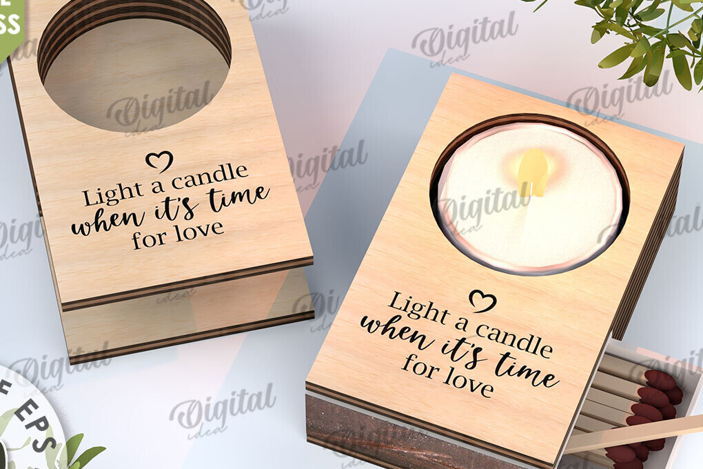 Intra απο ξύλο plywood 3mm-4mm πάχος Κηροπήγιο με λέιζερ υποδοχής Match Box Δίασταση 30x20 cm INTRAFABR-112151600