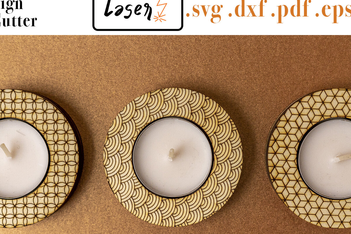 Σετ των 2 Intra απο ξύλο plywood 3mm-4mm πάχος Κηροπήγια Deco για Δίασταση 15x15 cm INTRAFABR-57248966