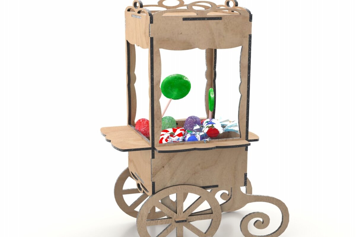 Σετ των 3 Intra απο ξύλο plywood 3mm-4mm πάχος κοπής με λέιζερ Candy Box Δίασταση 15x15 cm INTRAFABR-113818277