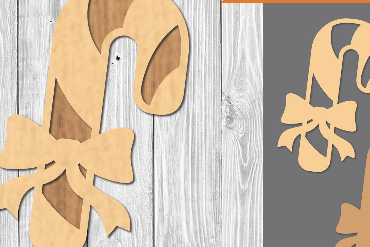 Σετ των 2 Intra απο ξύλο plywood 3mm-4mm πάχος Candy Cane Cut Decoration Δίασταση 15x15 cm INTRAFABR-109510617