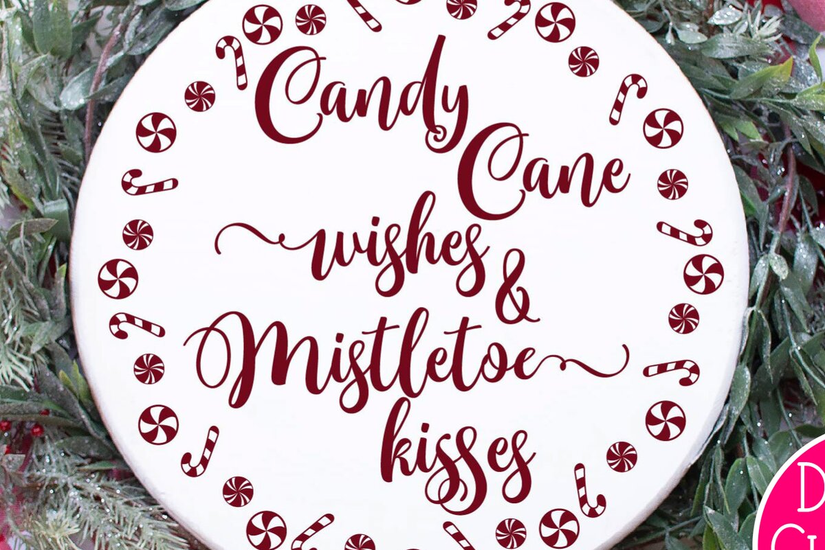 Σετ των 2 Intra απο ξύλο plywood 3mm-4mm πάχος Candy Cane Wishes and Mistletoe Kisses Δίασταση 15x15 cm INTRAFABR-68232313