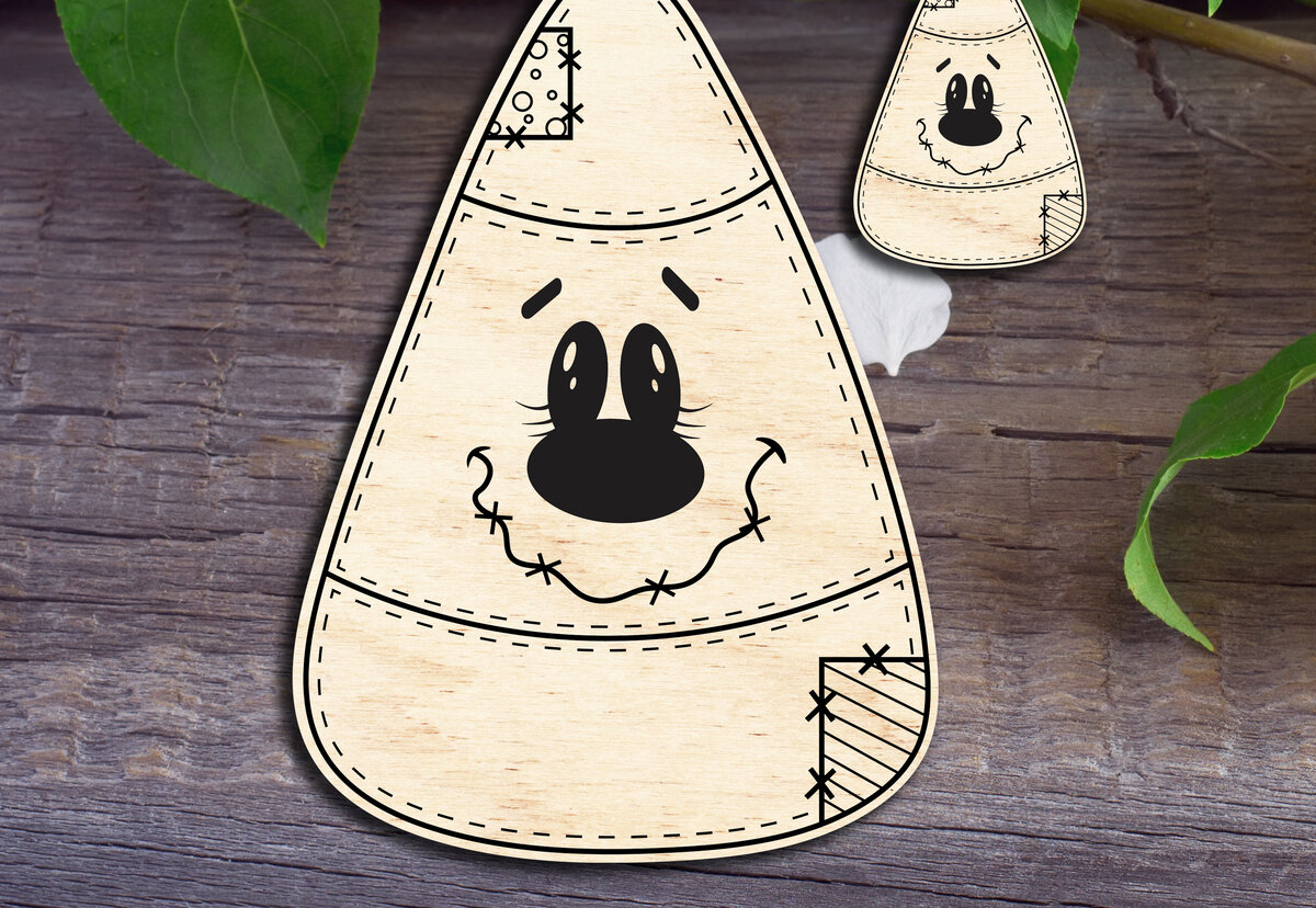 Σετ των 2 Intra απο ξύλο plywood 3mm-4mm πάχος Candy Corn Δίασταση 15x15 cm INTRAFABR-30556652