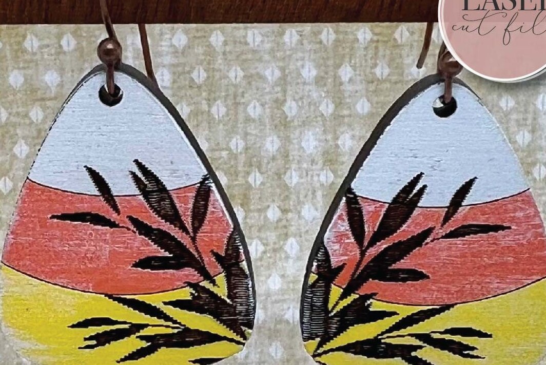 Σετ των 3 Intra απο ξύλο plywood 3mm-4mm πάχος Σκουλαρίκια λέιζερ Candy Corn Δίασταση 3x3 cm INTRAFABR-73351674