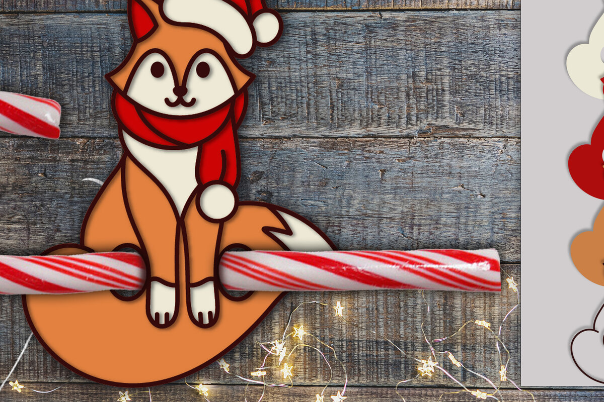 Σετ των 2 Intra απο ξύλο plywood 3mm-4mm πάχος Candy Holder Christmas Fox | CutFile Δίασταση 15x15 cm INTRAFABR-76135269