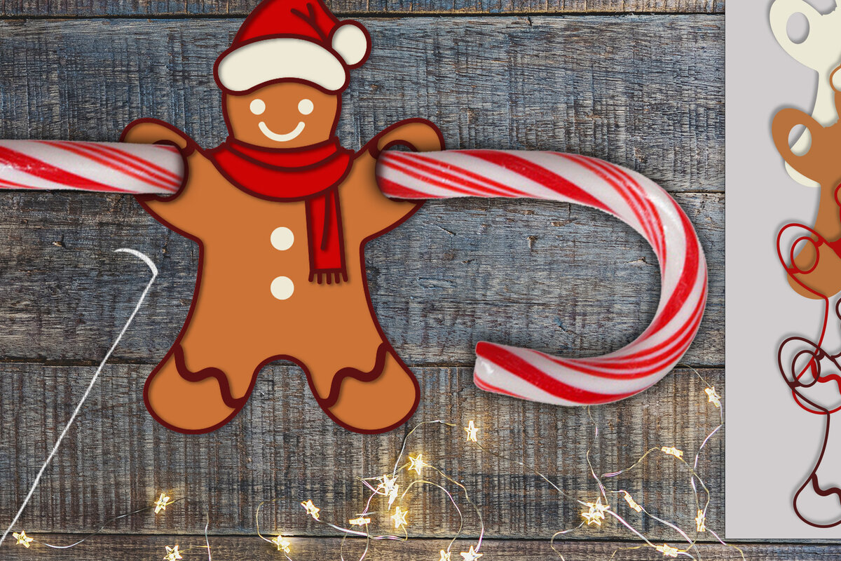 Σετ των 2 Intra απο ξύλο plywood 3mm-4mm πάχος Candy Holder Gingerbread | Σχέδιο κοπής Δίασταση 15x15 cm INTRAFABR-76135135