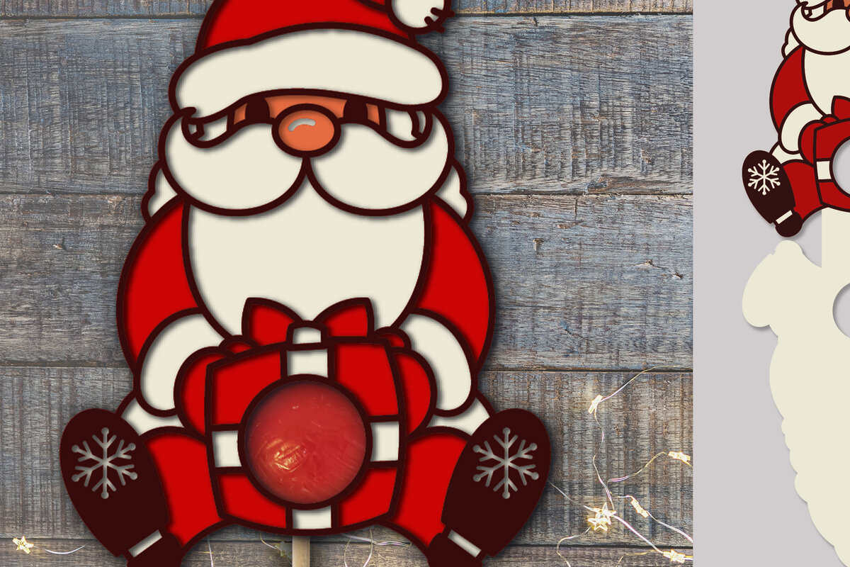 Σετ των 2 Intra απο ξύλο plywood 3mm-4mm πάχος Candy Holder Άγιος Βασίλης | Σχέδιο κοπής Δίασταση 15x15 cm INTRAFABR-76135167