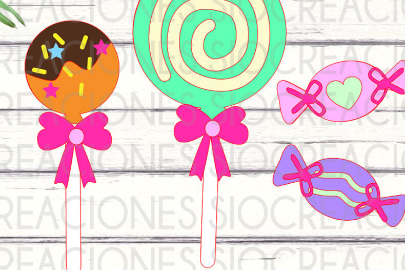 Σετ των 2 Intra απο ξύλο plywood 3mm-4mm πάχος Candyland, Lollipop 3D Δίασταση 15x15 cm INTRAFABR-75631524