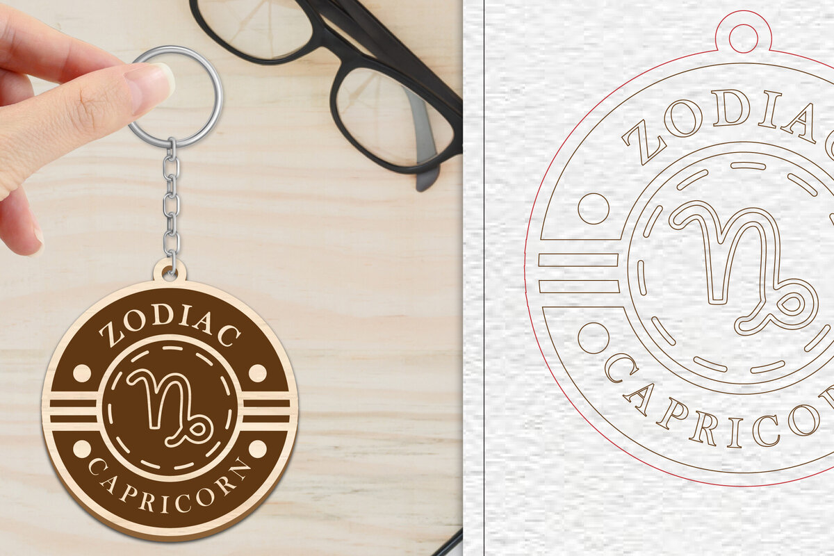 Σετ των 3 Intra απο ξύλο plywood 3mm-4mm πάχος Κοπή  Μπρελόκ Capricorn | Ζωδιακός κύκλος Δίασταση 6x6 cm INTRAFABR-102217223