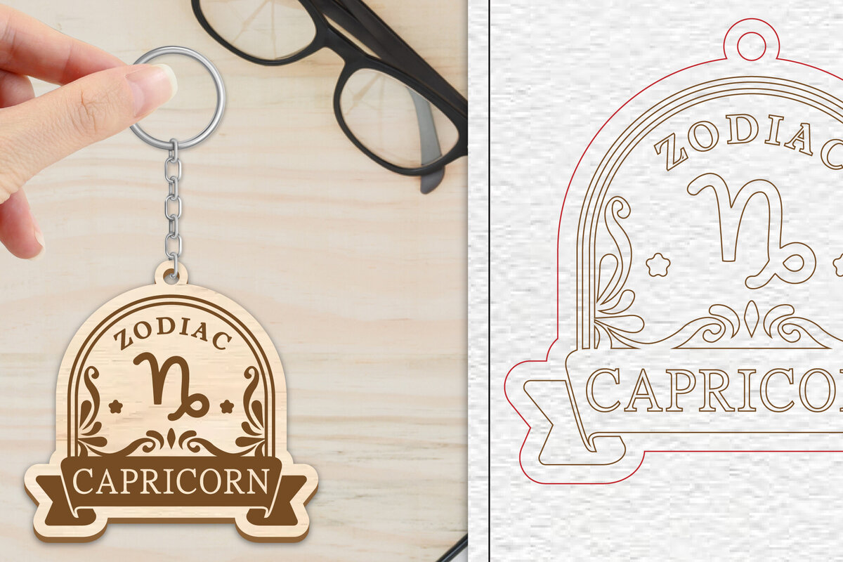 Σετ των 3 Intra απο ξύλο plywood 3mm-4mm πάχος με μπρελόκ με πινακίδα Αιγόκερως Δίασταση 6x6 cm INTRAFABR-102168206