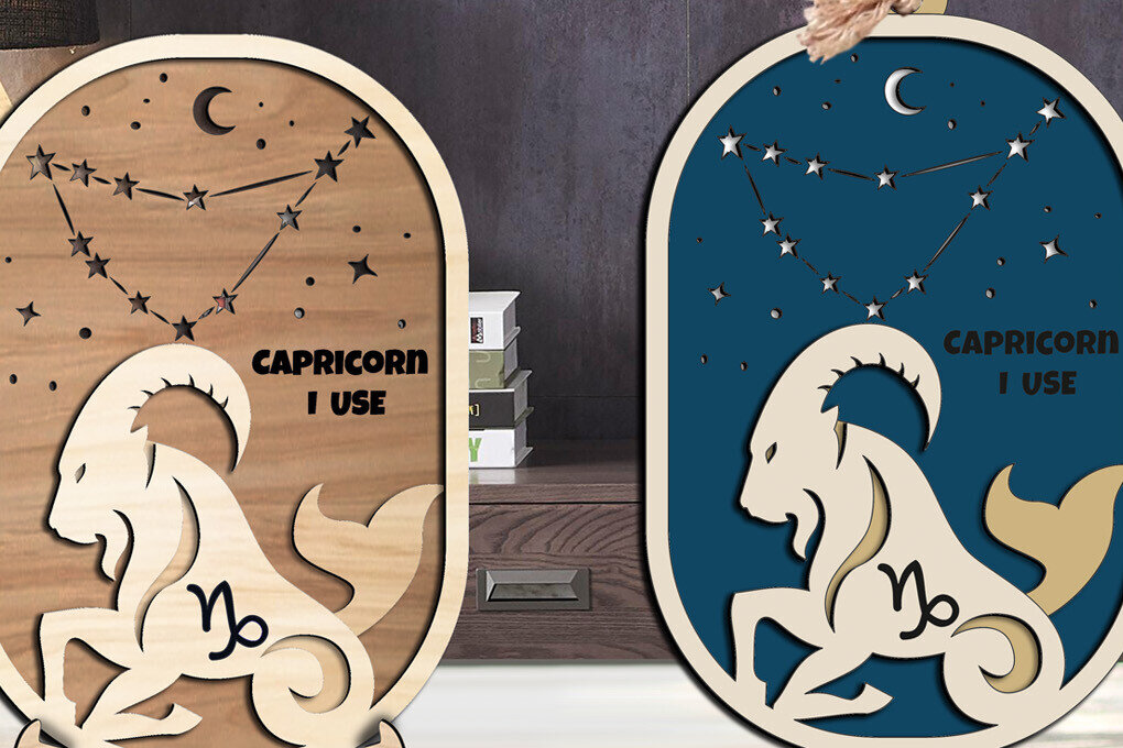 Intra απο ξύλο plywood 3mm-4mm πάχος Στολίδι Αιγόκερως Ζωδιακού Αστερισμού Δίασταση 20x30 cm INTRAFABR-105821765